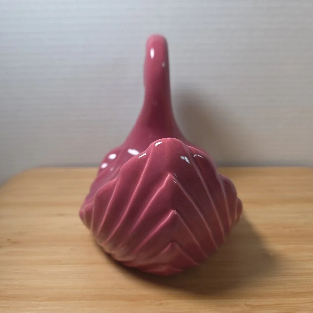 Vintage Andre Richard Swan Towel Holder Figurine 1980's Decor Maroon Gloss Glaze
